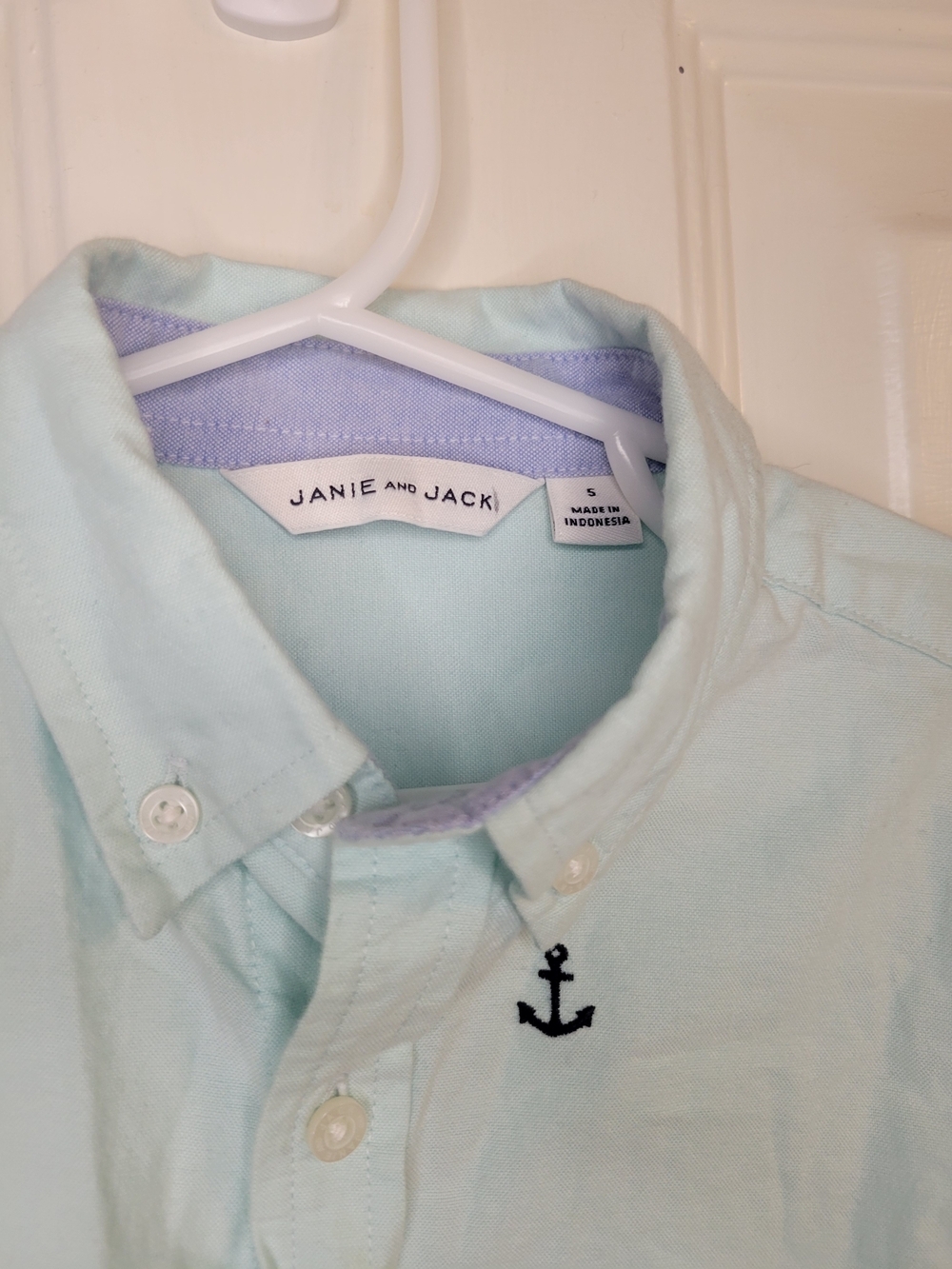 Janie and Jack Boys' Light Blue Anchor Button-Down Shirt - Picture 4 of 7